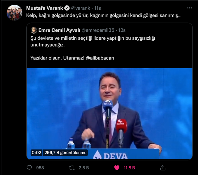 Mustafa Varank'tan Ali Babacan'a 'köpek' benzetmesi! 'Kelp, kağnının gölgesinde yürür..' - Resim: 0