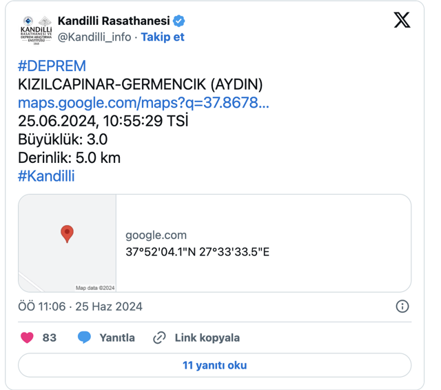 Aydın'da korkutan deprem Kandilli şiddetini duyurdu - Resim: 0