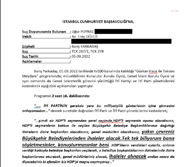 İYİ Parti'den CHP'li Barış Yarkadaş hakkında suç duyurusu - Resim: 0