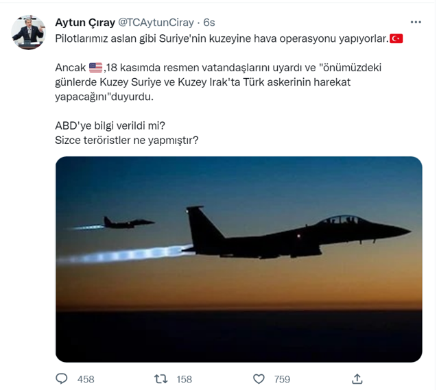 İYİ Partili Aytun Çıray'dan imalı paylaşım! ABD'ye haber erildiyse teröristler ne yapmıştır - Resim: 0