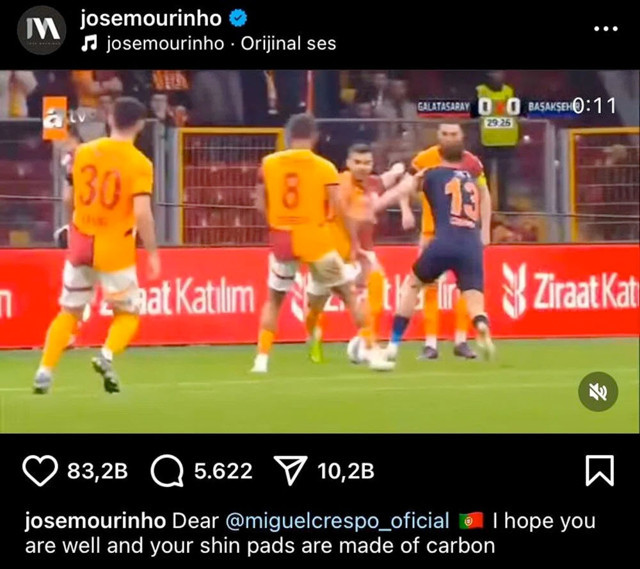 Mourinho'nun Galatasaray paylaşımı: Sevgili Crespo, umarım iyisindir - Resim: 0