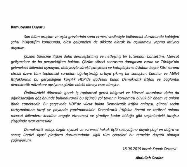 Abdullah Öcalan'ın mektubu! Son dakika haber avukatlarından geldi - Resim: 0