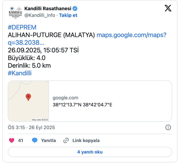 Malatya'da korkutan deprem! Kandilli şiddetini duyurdu - Resim: 0