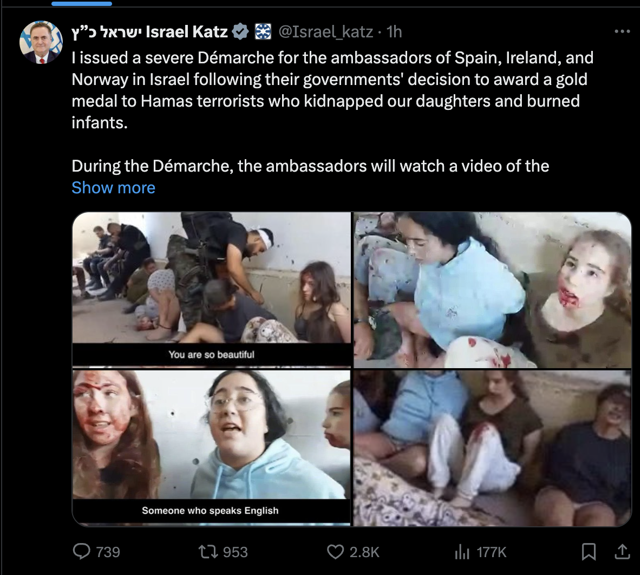 İsrail, Filistin'i tanıma kararı alan Avrupalılara esir alınan kadın askerlerin görüntüsü izletecek - Resim: 0