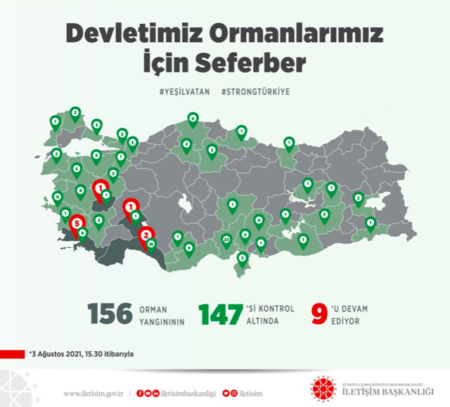 Cumhurbaşkanlığı haritayla yangındaki son durumu paylaştı! - Resim: 0