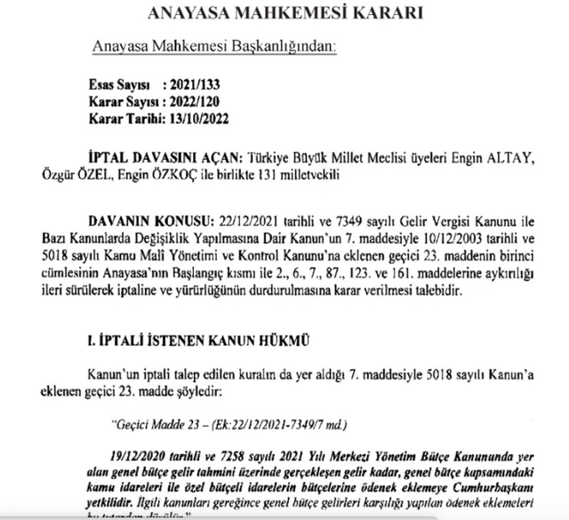 AYM'den Erdoğan'ın bütçe yetkisi için karar! CHP'li vekiller dava açmıştı - Resim: 1