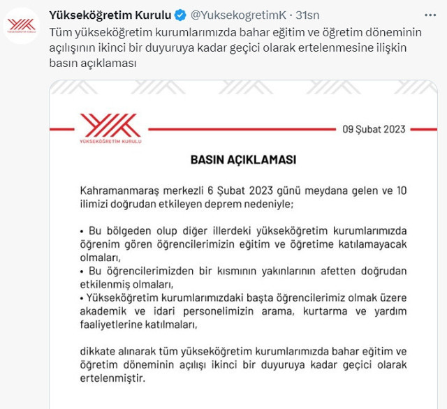 YÖK'ten deprem kararı: Üniversitelerin açılışı ertelendi! - Resim: 0