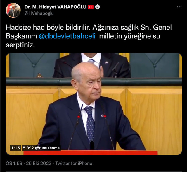 Devlet Bahçeli, AK Parti'li Mahir Ünal için 'Yanlışın pençesinde' dedi. MHP'li Vekil'den olay paylaşım... - Resim: 0
