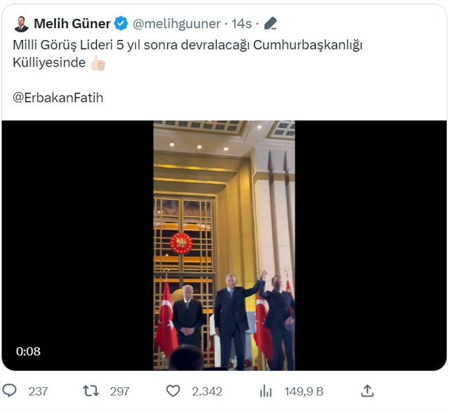 Yeniden Refah yöneticisinden 'şımarık' paylaşım! "Erbakan 5 yıl sonra devralacağı Beştepe'de!" - Resim: 0