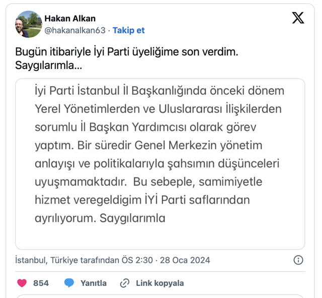 İYİ Parti'de istifa krizi büyüyor! Bir isim daha gitti - Resim: 0