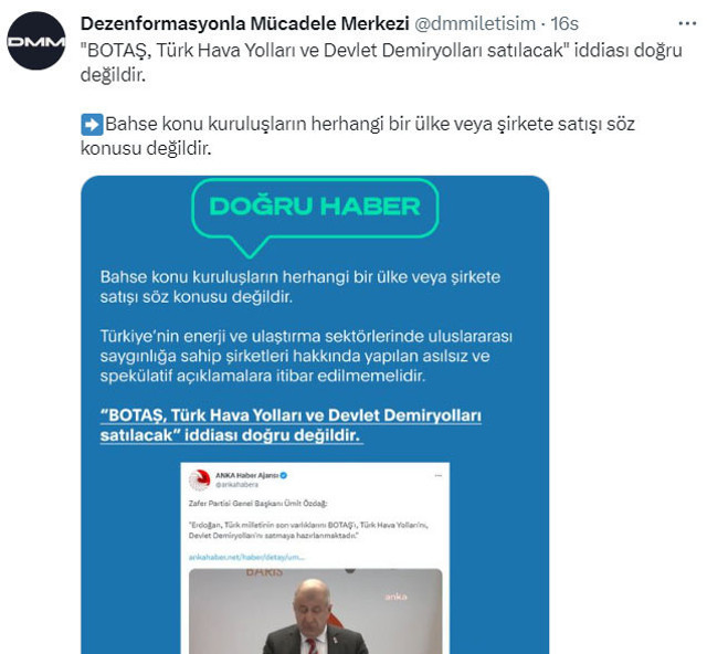 BOTAŞ, THY ve TCDD'nin satılacağı iddiası! İletişim Başkanlığı'ndan açıklama geldi - Resim: 0