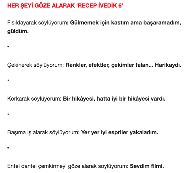 ahmet hakan recep ivedik 6 yazisi 10 kasim 2019