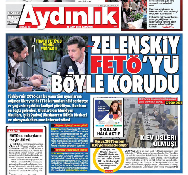 Aydınlık Gazetesi'nin Zelenski manşetinde "FETÖ'cü" dediği muhabir kendi muhabiri çıktı! - Resim: 0