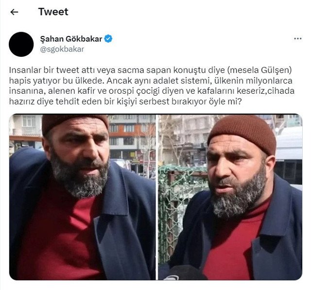 "Hizbullahçıyız, kafalarını keseceğiz" dedi, serbest bırakıldı: Şahan Gökbakar, Gülşen'i hatırlattı isyan etti! - Resim: 0