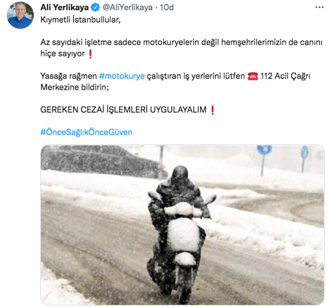 İstanbul'da motokurye yasağına uyan yok! Vali Ali Yerlikaya ihbar edin cezayı basalım dedi - Resim: 1