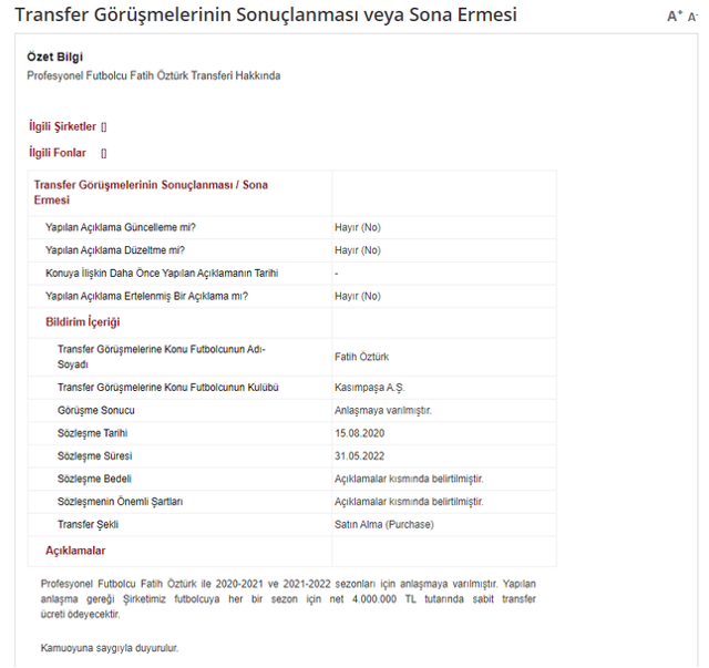 Fatih Öztürk artık resmen Galatasaray'da! KAP'a bildirildi - Resim: 1