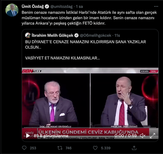 Ümit Özdağ "Diyanet'in arkasında namaza durmak günah" dedi! Melih Gökçek'le kapıştı - Resim: 0