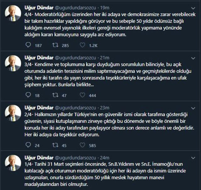 Uğur Dündar’dan flaş karar! Moderatörlük yapmama kararı aldı - Resim: 0
