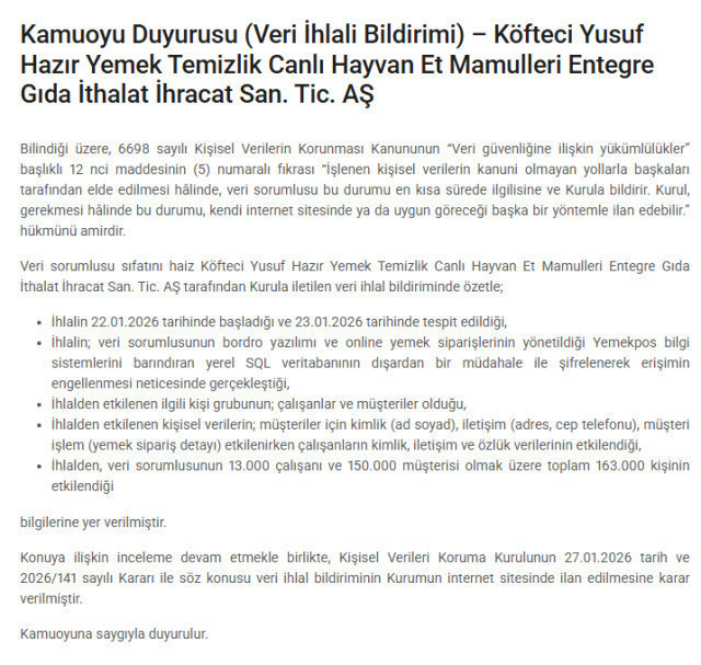 Köfteci Yusuf'a bir şok daha! 163 bin kişinin verileri ihlal edildi - Resim: 0