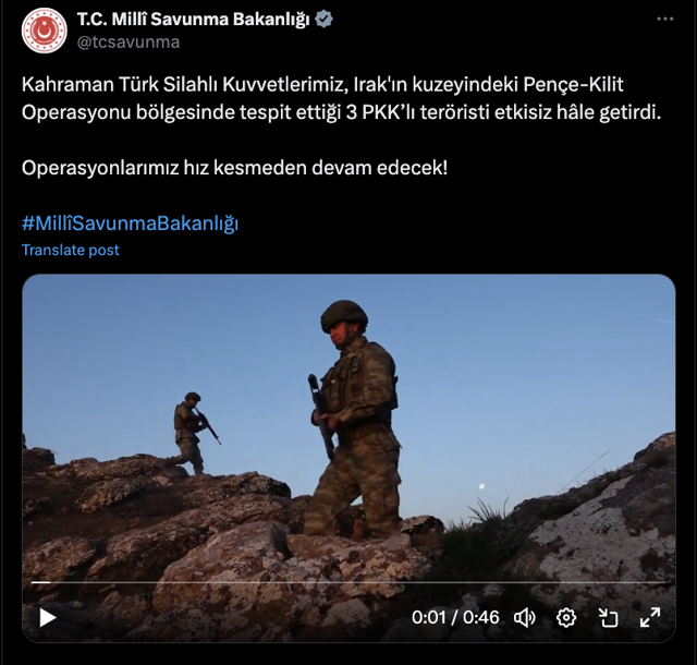 Milli Savunma Bakanlığı: 3 PKK'lı terörist etkisiz hale getirildi - Resim: 0