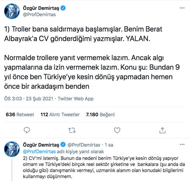 Berat Albayrak'a CV yolladı denilen Özgür Demirtaş'tan bomba açıklama - Resim: 1