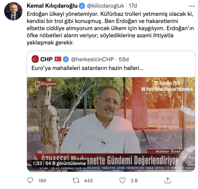 Kemal Kılıçdaroğlu'ndan Cumhurbaşkanı Erdoğan'a: 'Troll gibi konuşmuş' - Resim: 0
