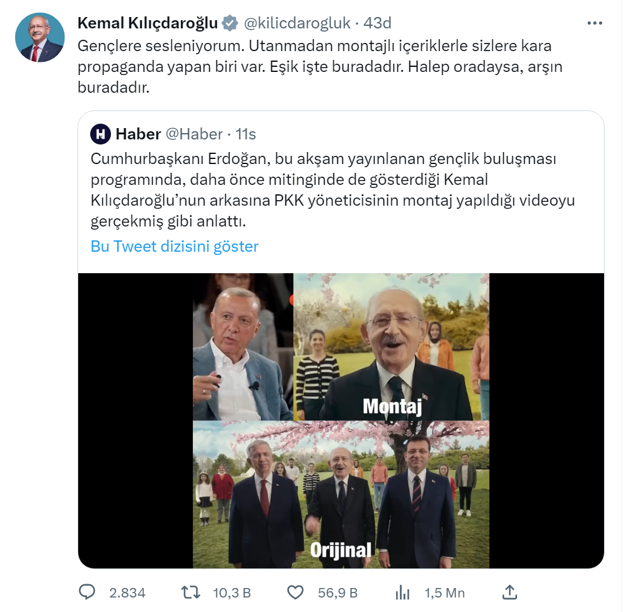 Kemal Kılıçdaroğlu'ndan Cumhurbaşkanı Erdoğan'a 'montaj kaset' tepkisi! 'Utanmadan...' - Resim: 0