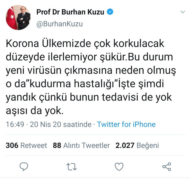 Burhan Kuzu koronavirüs için 'sosyal medyanın abartısı' demiş! Olay paylaşım... - Resim: 1