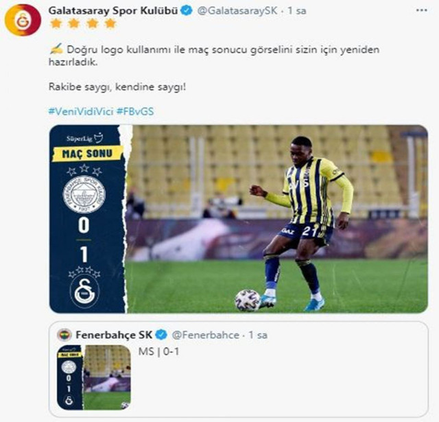 Galatasaray’dan Fenerbahçe’ye sosyal medyadan cevap gecikmedi - Resim: 0