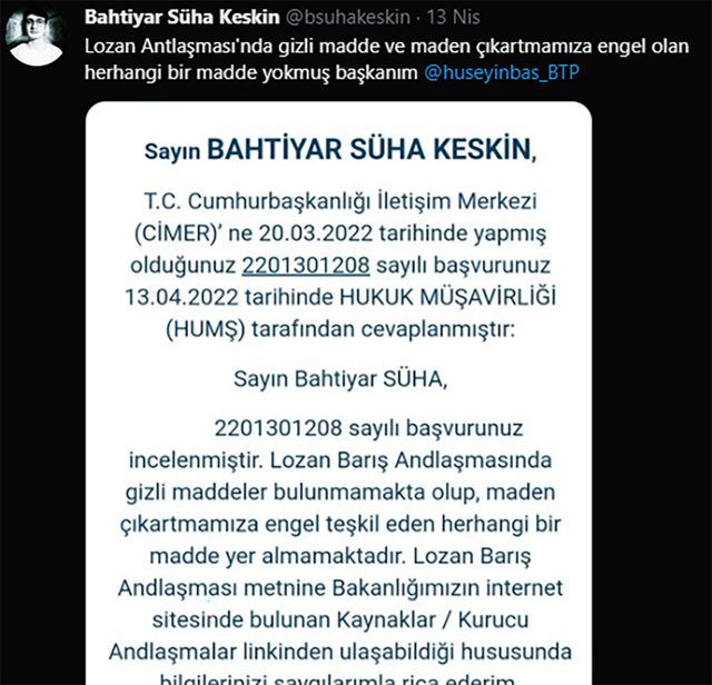 Lozan Barış Antlaşması'nda gizli madde var mı? 2023'e kadar yasak var mı? CİMER açık açık cevapladı - Resim: 0