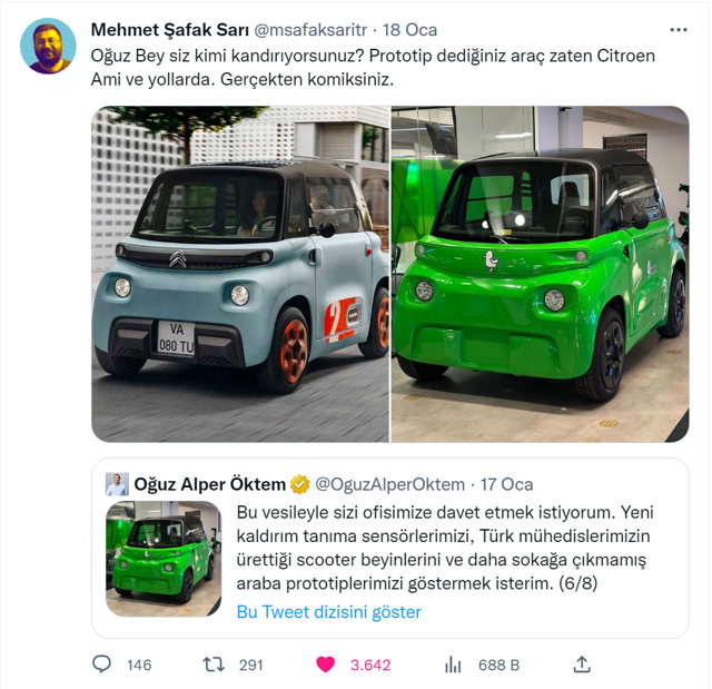 Martı'nın CEO'su fena çuvalladı! 'Ürettik' dediği araç Citroen'in sokaktaki arabası çıktı... - Resim: 1