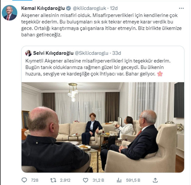 Kılıçdaroğlu'dan Meral Akşener'e sürpriz ev ziyareti! "Ortalığı karıştırmaya çalışanlara itibar etmeyin" - Resim: 0