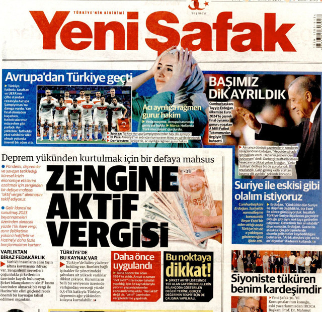 Yeni Şafak gazetesi manşetten teklifini sundu: Bir defaya mahsus... - Resim: 0