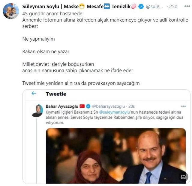 Bakan Süleyman Soylu annesiyle ilgili alçaklığa isyan etti! Bakan olsam ne yazar - Resim: 0