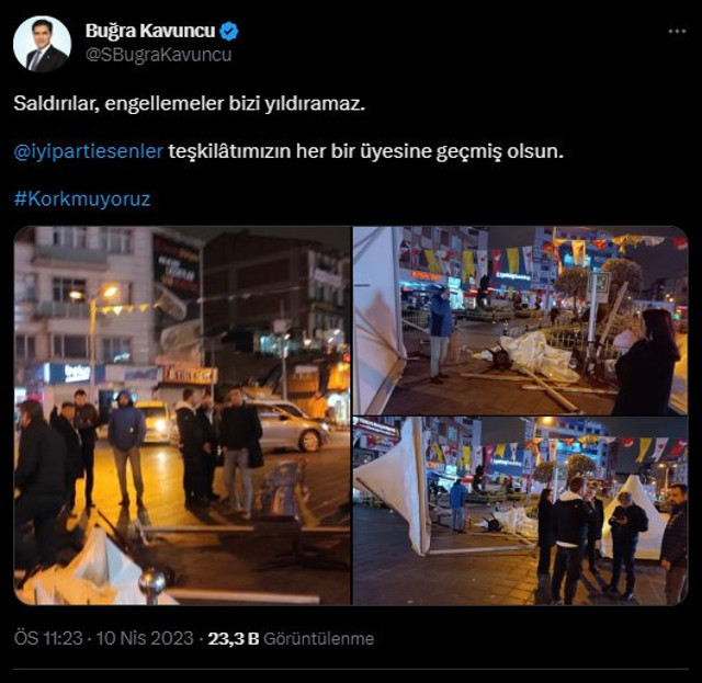 İyi Parti’nin İstanbul  Esenler’deki seçim standına saldırı! Stand Esenler Belediyesi ekiplerince yıkıldı - Resim: 0