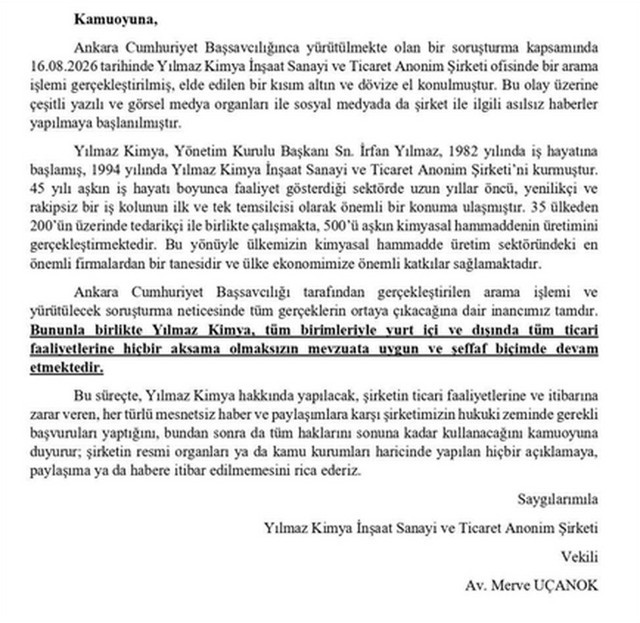 206 kilogram altın bulunmuştu Yılmaz Kimya'dan önemli açıklama - Resim: 0