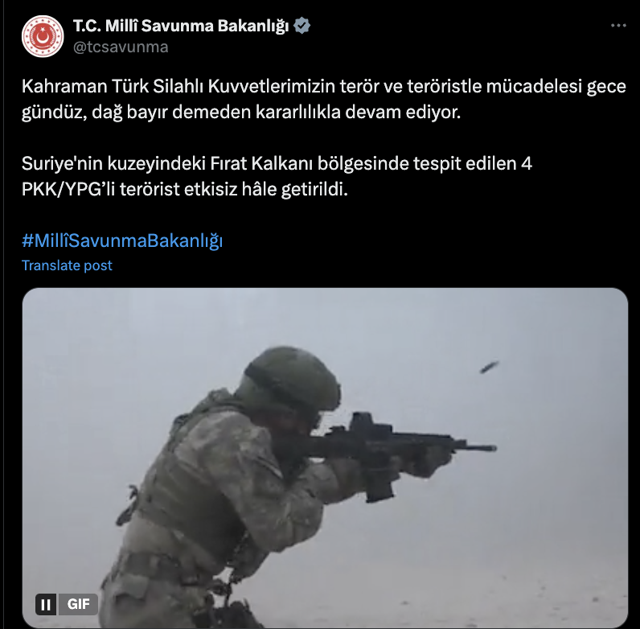 Irak ve Suriye'nin kuzeyinde 4 terörist etkisiz hale getirildi - Resim: 0