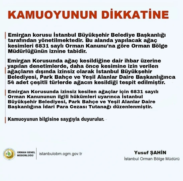 İBB'ye Emirgan Korusu'nda ''izinsiz ağaç kesimi''nden idari para cezası - Resim: 0