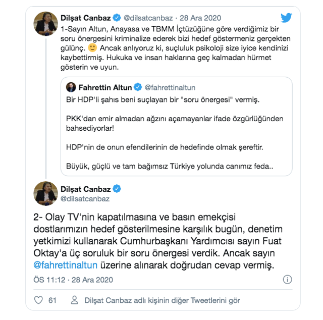 Fahrettin Altun ile HDP'li Vekil Dilşat Canbaz Kaya arasında 'Olay TV' tartışması - Resim: 1