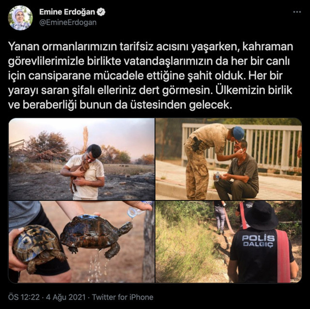 Emine Erdoğan orman yangınlarına ilişkin paylaşımda bulundu - Resim: 0