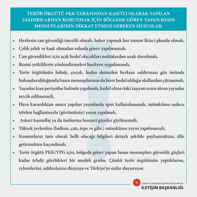 Cumhurbaşkanlığı'ndan sınırdaki gazetecilere kıyafet uyarısı - Resim: 0