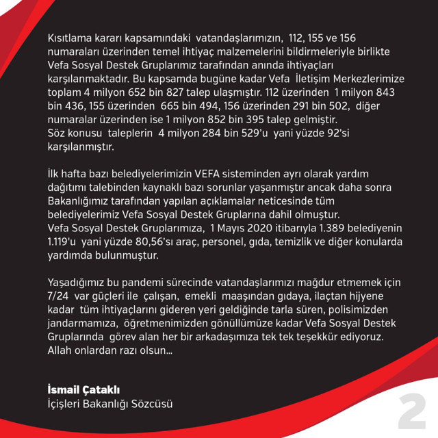 İçişleri Sözcüsü  İsmail Çataklı: Yüzde 92'si karşılandı - Resim: 1