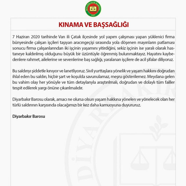 Diyarbakır Barosu'nun kınamasına bak! PKK'yı anmadılar - Resim: 0