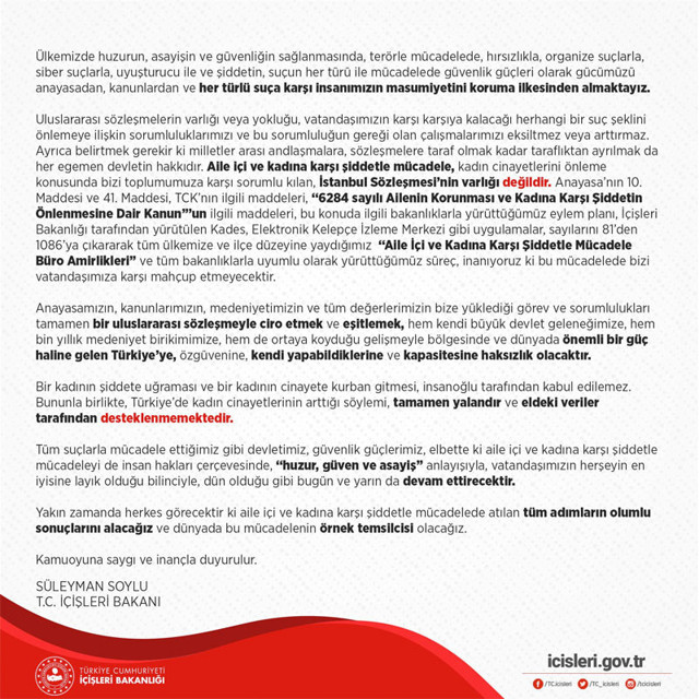 İçişleri Bakanı Süleyman Soylu'dan İstanbul Sözleşmesi açıklaması - Resim: 1