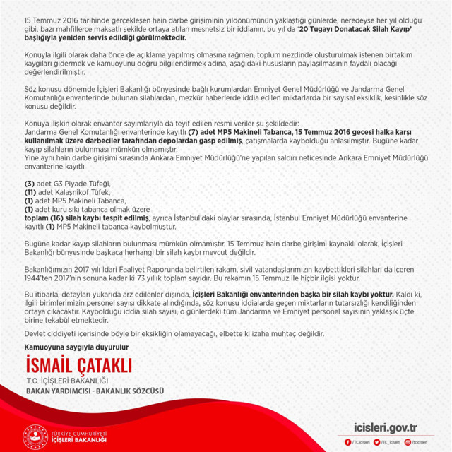 Uğur Dündar'ın kayıp silah iddialarına İçişleri Bakanlığından cevap geldi - Resim: 0