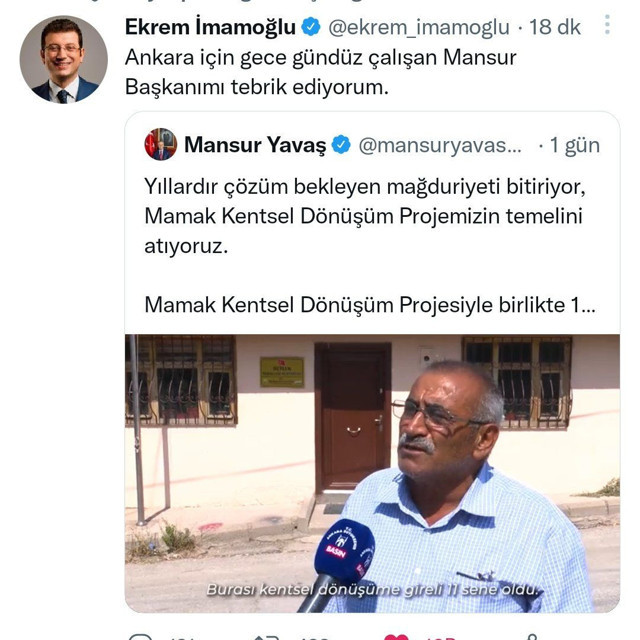 Ekrem İmamoğlu'ndan dikkat çeken Mansur Yavaş paylaşımı - Resim: 0