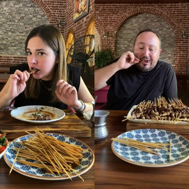 13 bin TL'yi söke söke aldı! Denizli'de 54 kiloluk genç kızdan çöp şiş yeme rekoru 43 dakika sürdü - Resim: 0