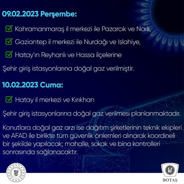 BOTAŞ duyurdu: Deprem bölgelerine doğal gaz verilmeye başlandı - Resim: 0