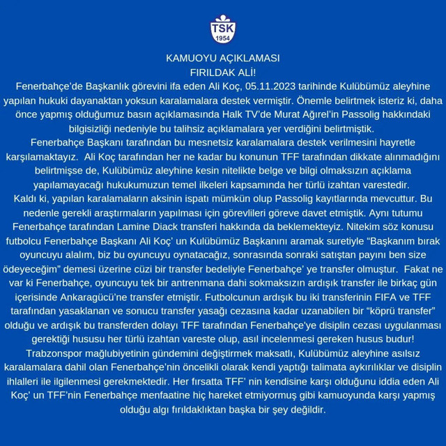 Tuzlaspor'dan Ali Koç hakkında çok sert açıklama: 'Fırıldak Ali' - Resim: 0
