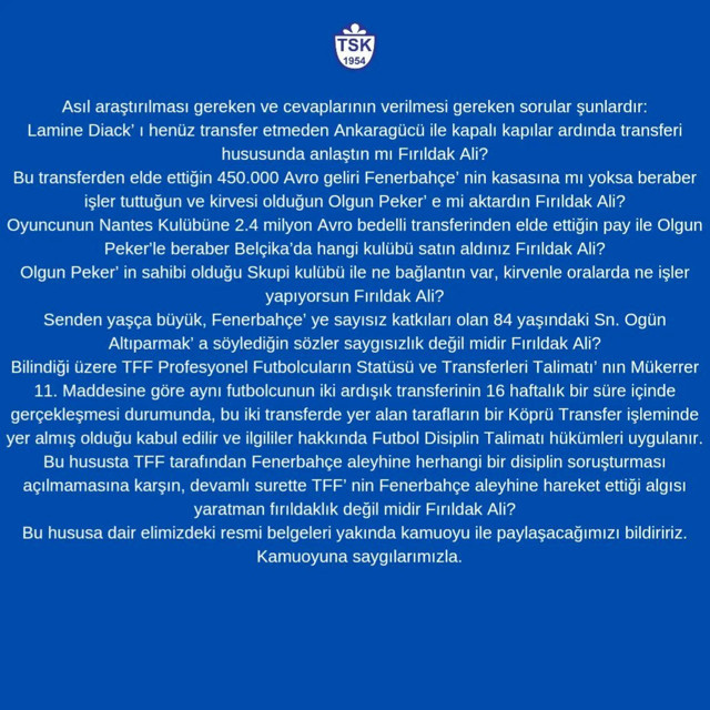 Tuzlaspor'dan Ali Koç hakkında çok sert açıklama: 'Fırıldak Ali' - Resim: 1